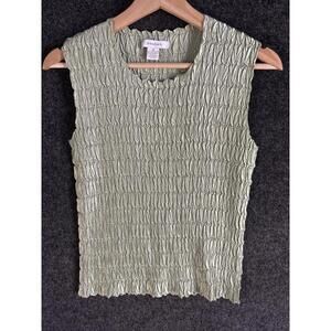 Dressbarn Blouse Women M Medium Gray Gaphered Sleeveless Wide Strap Casual